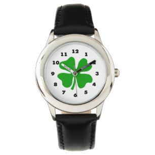 Ungeklocka med den fyrklövra gröna shamrocken armbandsur