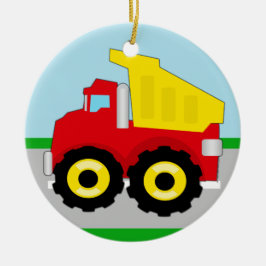 Ungekonstruktion Dumptruck Julgransprydnad Keramik