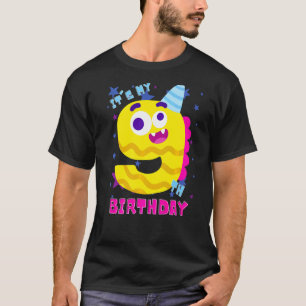 Unger Monster 9 år gammal Grattis på födelsedagen T Shirt