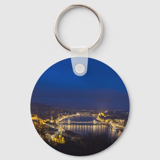 Ungern Budapest på nattpanorama Nyckelring (Framsida)