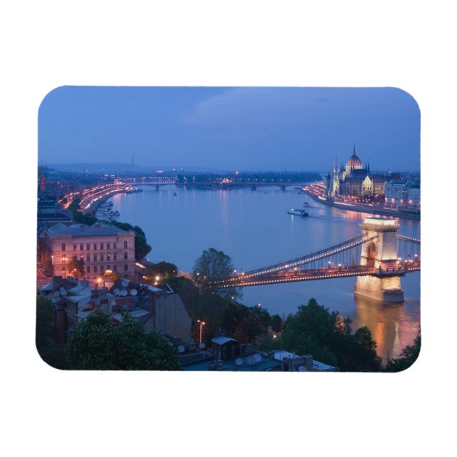 UNGERN, Budapest: Szechenyi (Kedjebro) Bro, 2 Magnet (Horisontell)