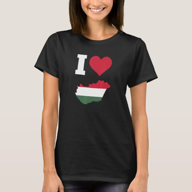Ungern Flagga för Ungern I Kärlek Ungern T Shirt (Framsida)