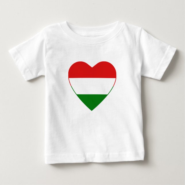 Ungern Flagga Heart T-Shirt (Framsida)