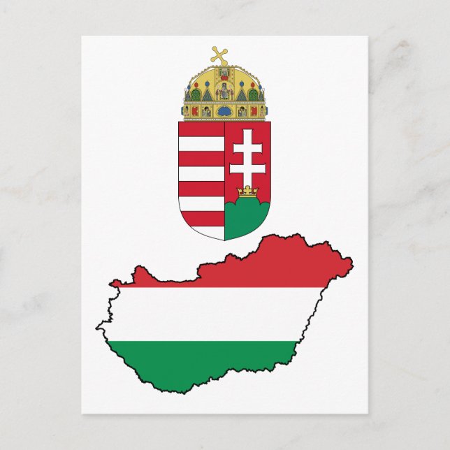 Ungern Flagga Karta HU Vykort (Framsida)