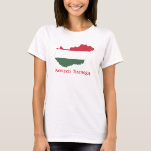 Ungern Flagga Karta Nemzeti Tizenegy T-Shirt