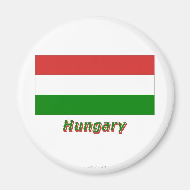 Ungern Flagga med Namn Magnet (Framsidan)