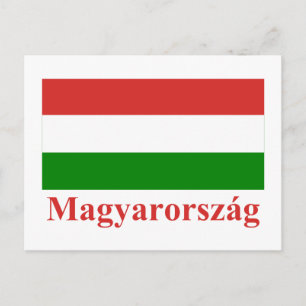Ungern Flagga med Namn på ungerska Vykort