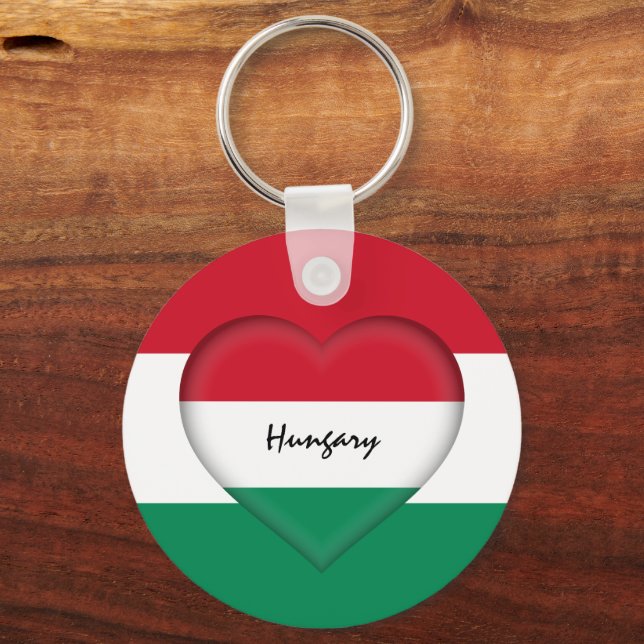 Ungern & Heart, Ungerska Flagga mode / sport Nyckelring (Framsida)