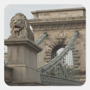 Ungern, huvudstaden Budapest. Historisk 2 Fyrkantigt Klistermärke