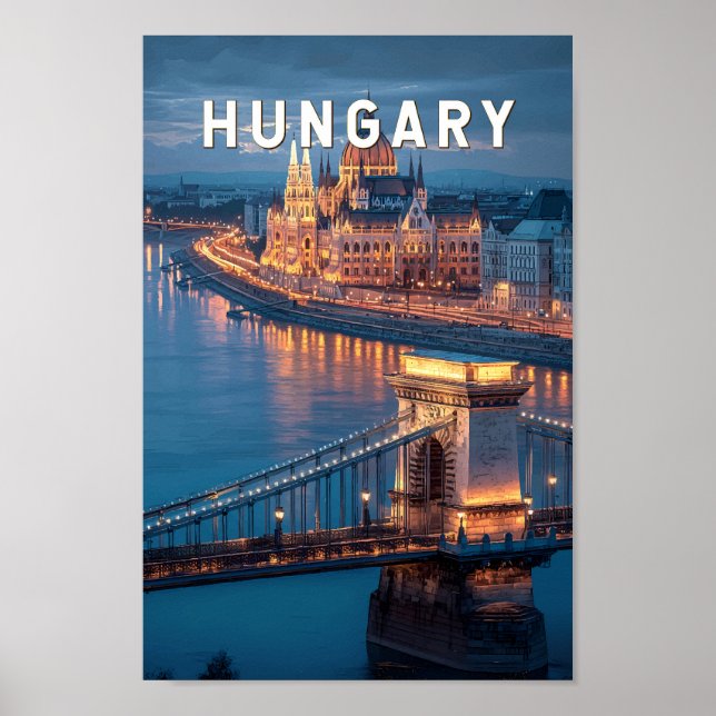 Ungern Illustration Resa Konst Vintage Poster (Framsidan)