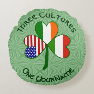 Ungern Irland USA Shamrock Flag Personlig Rund Kudde