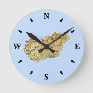 Ungern Karta Clock Rund Klocka