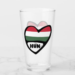 Ungern Land Code Flagga Heart, HUN Glaskopp