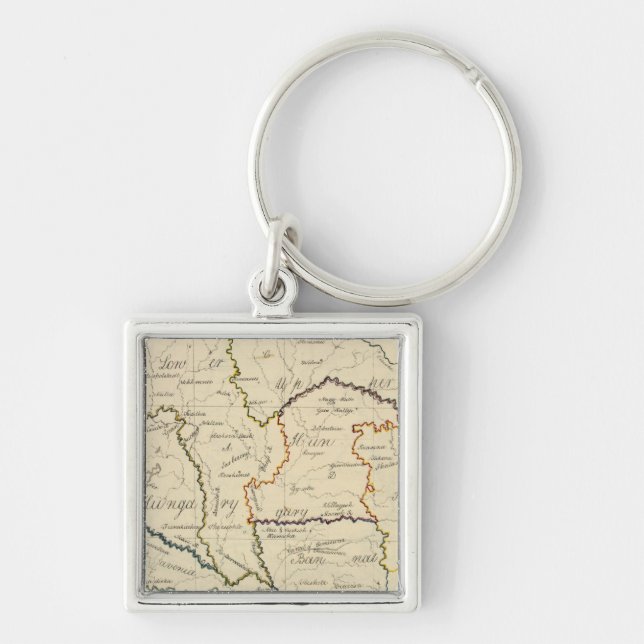 Ungern, Transsylvanien Fyrkantig Silverfärgad Nyckelring (Framsidan)