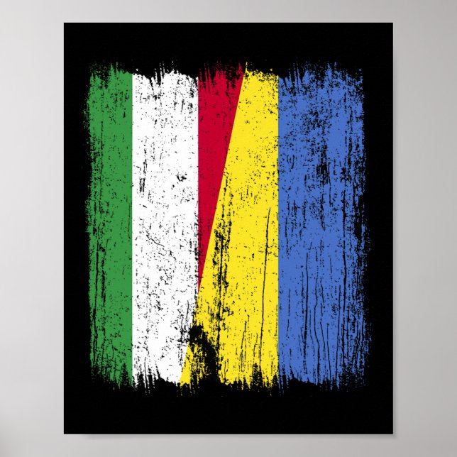 Ungern Ukraina Halv Flagga Ungersk Ukrainsk Arv Poster (Framsidan)