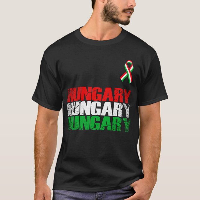 Ungern, Ungerns Flagga,Flagga Ungern. T Shirt (Framsida)