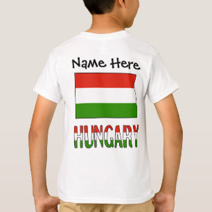 Ungern Ungersk Flagga Svart Personalisering T Shirt