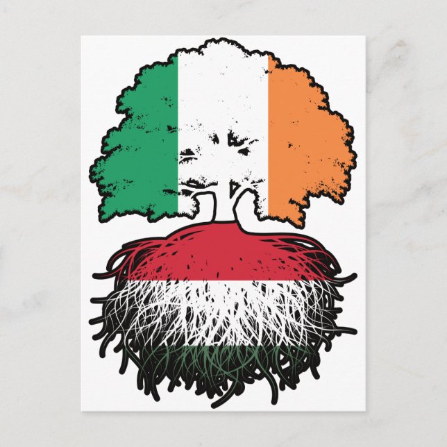 Ungern Ungerska irländska Träd Roots Flagga Vykort (Framsida)