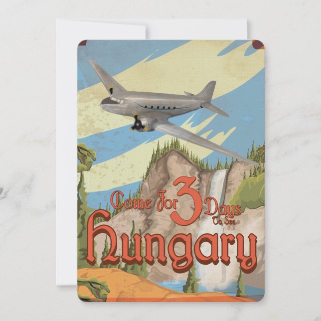 Ungern Vintage Resa Affisch Inbjudningar (Framsida)