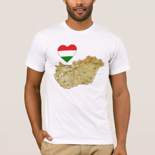 Ungernflaggahjärta och kartaT-tröja T Shirt