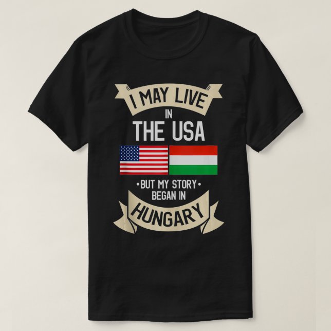 Ungerns amerikanska Flagga USA Ungerska rotgåvor T Shirt (Design framsida)