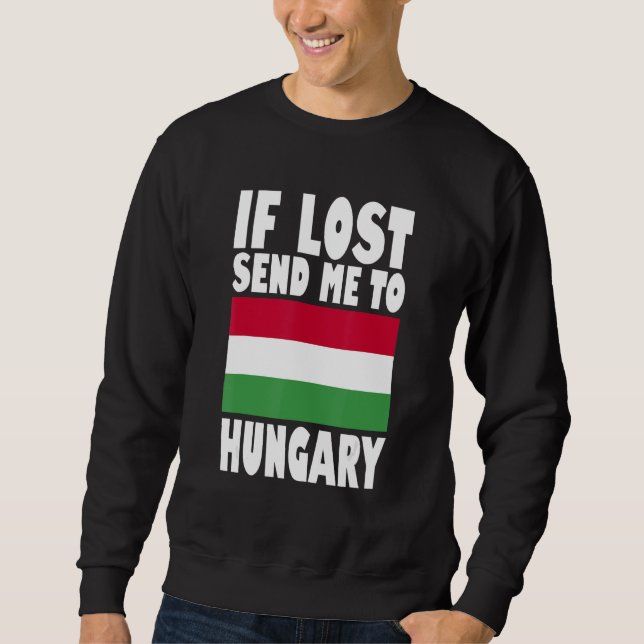 Ungerns flagga design  Om jag hittas sänd mig till Lång Ärmad Tröja (Framsida)