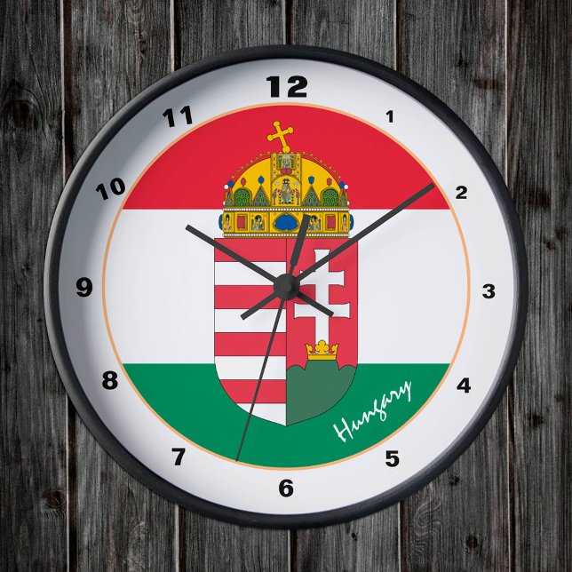 Ungerns Flagga, Emblem och Ungerns trendig mode Rund Klocka (Skapare uppladdad)