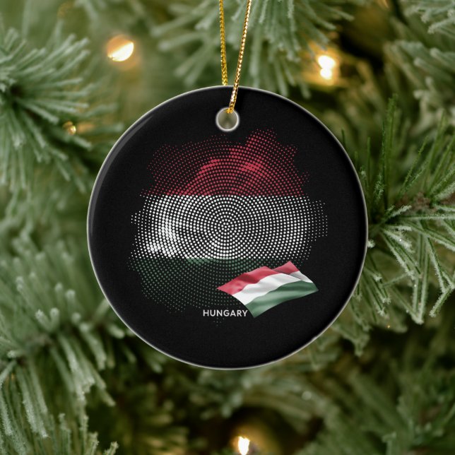 Ungerns flagga julgransprydnad keramik (Träd)
