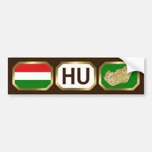 Ungerns Flagga Karta-kod Bumper Sticker Bildekal