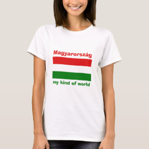 Ungerns flagga + karta + text t-shirt