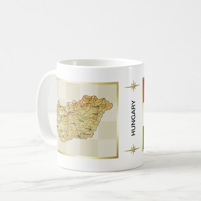 Ungerns Flagga + Kartmugg Kaffemugg (Framsida vänster)
