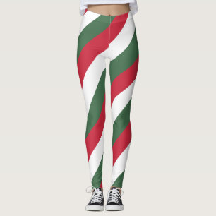 Ungerns nationella Flagga Färg diagonal strimlad Leggings