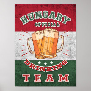 Ungerns Officiell Drinking Team. Funy öl Poster