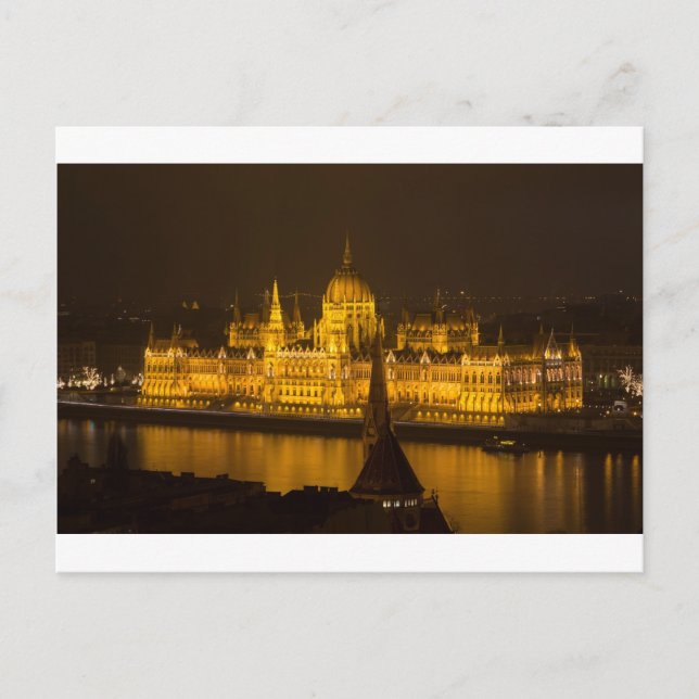 Ungerns parlament Budapest på natten Vykort (Framsida)