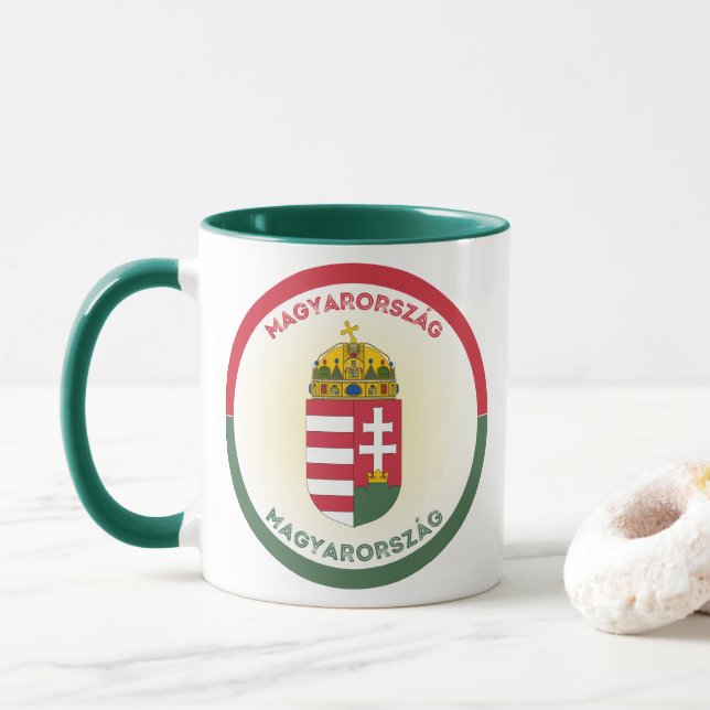 Ungerns statsvapen cirkelform mugg (Med munk)
