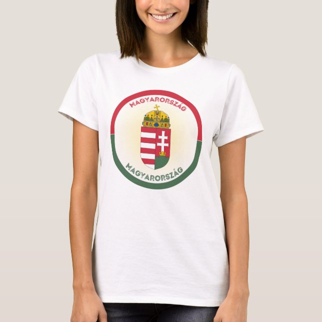 Ungerns statsvapen cirkelform t shirt (Framsida)