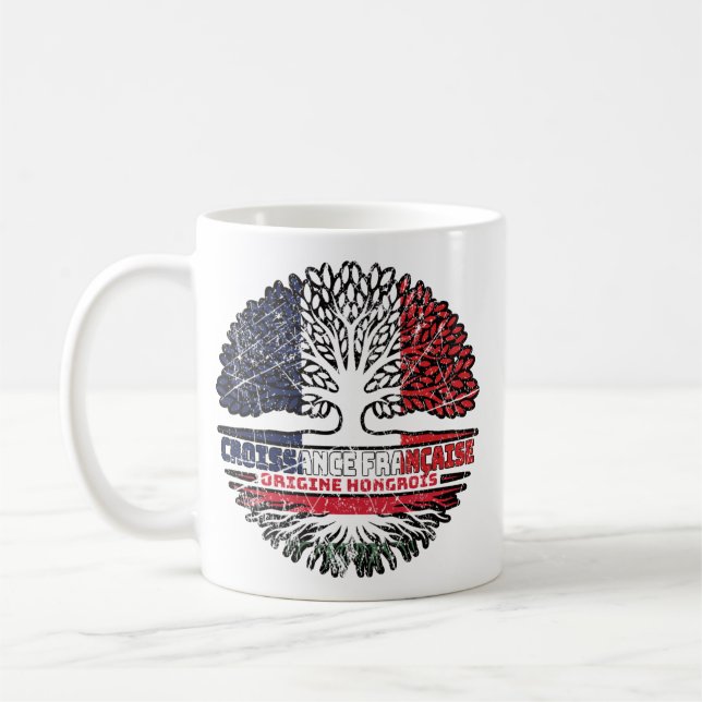 Ungerns ungerska Fransk Frankrike Träd Roots Flagg Kaffemugg (Vänster)