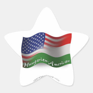 Ungersk-amerikansk Wave-Flagga Stjärnformat Klistermärke
