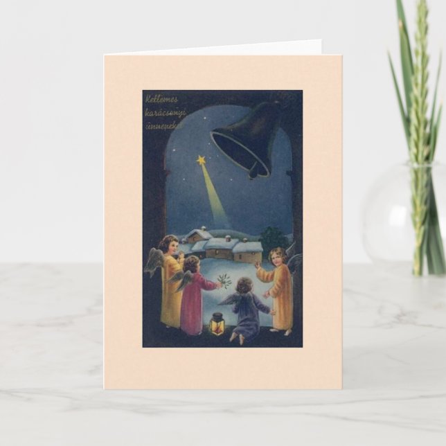 Ungersk änglarjulkort för vintage helgkort (Framsida)