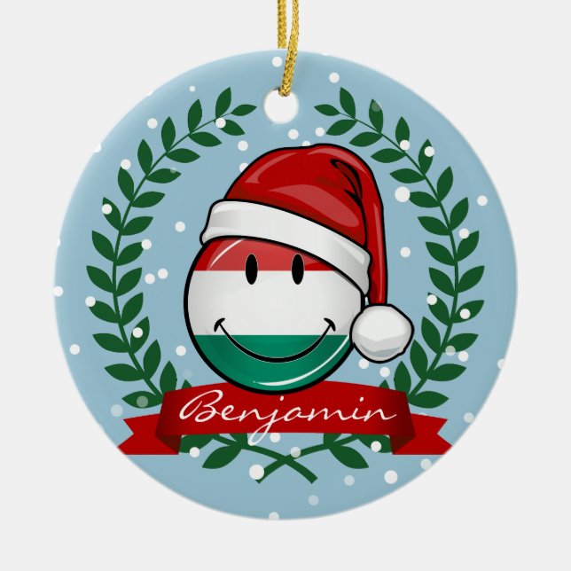 Ungersk flagga för julstil julgransprydnad keramik (Framsidan)