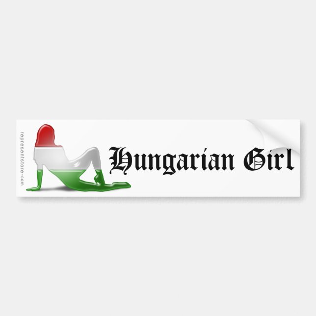 Ungersk flickaSilhouetteflagga Bildekal (Framsidan)