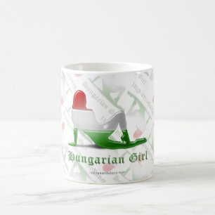 Ungersk flickaSilhouetteflagga Kaffemugg