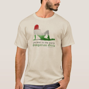 Ungersk flickaSilhouetteflagga Tee Shirt
