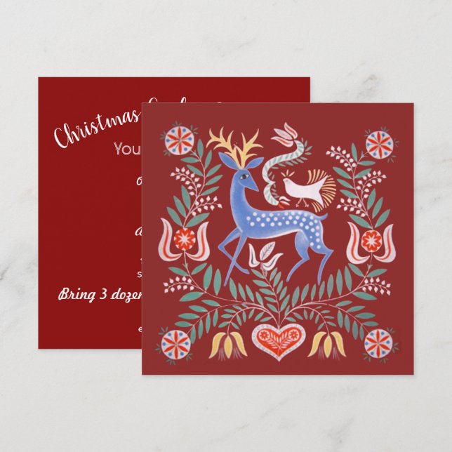 Ungersk folkart Cookie Exchange Inbjudan (Fram/baksida)