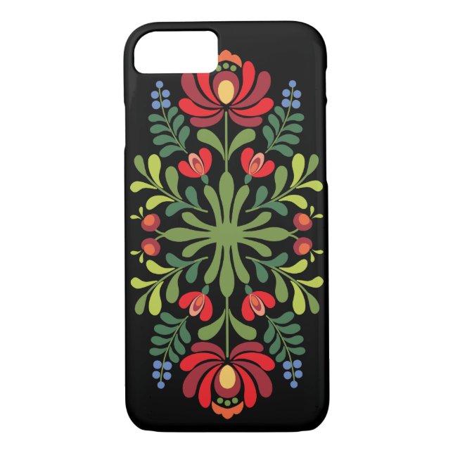 Ungersk folkdesign Red and Rosa Case-Mate iPhone Skal (Baksida)
