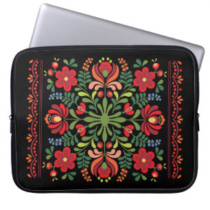 Ungersk folkdesign Red and Rosa Laptop Fodral