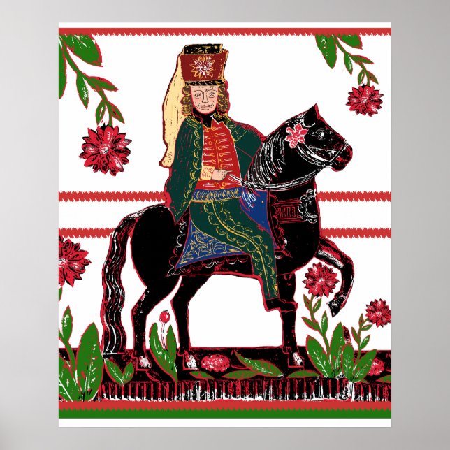 Ungersk folkkonst Cavalry Officer on Horse Poster (Framsidan)