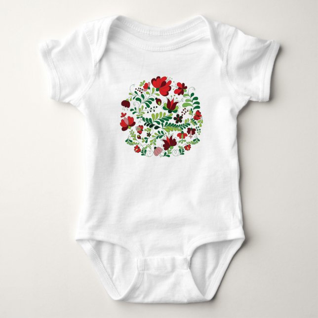 Ungersk frihand Matyo folkkonst T Shirt (Framsida)