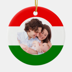 Ungersk julfotfoto i Ungerns Flagga Julgransprydnad Keramik