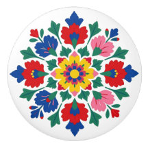 Ungersk Kalocsa blomsterfolklig keramisk knopp
